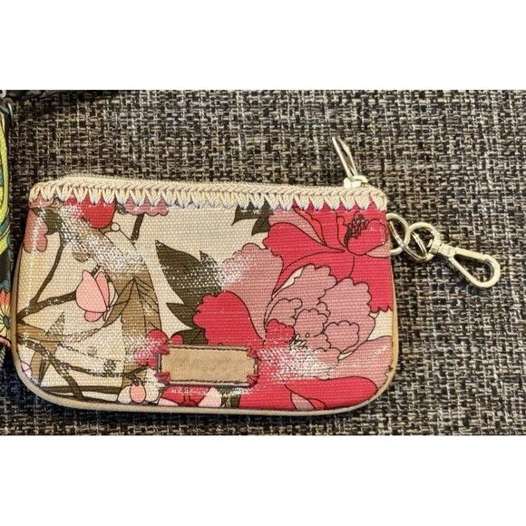 SAKROOTS Lot Of 2 Black Floral Shimmer And Brown Floral Wristlet - Picture 3 of 9